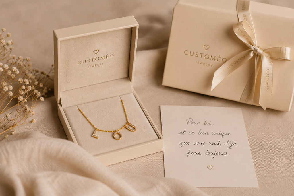 packaging cadeau bijou personnalisé naissance Customéo
