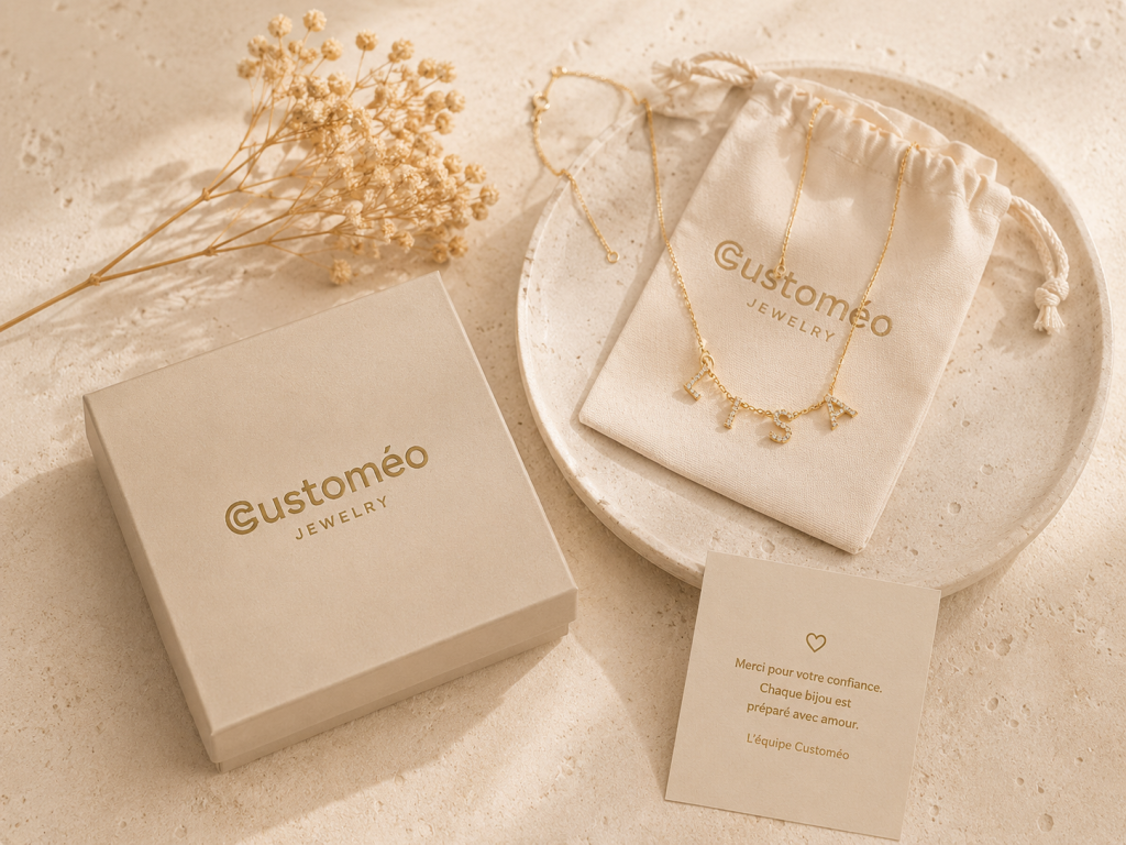 packaging premium collier personnalisé Customéo Jewelry